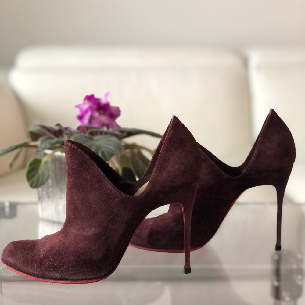 Christian Louboutin Burgundy Heeled Boots